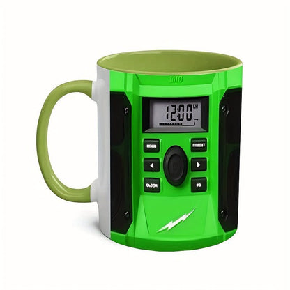 1pc Novelty Blue Radio Mug Coffee Cup, 11oz | Reusable Ceramic with Digital Display, Perfect for Hot Beverages, Machine Washable, Ideal Gift for Coffee Lovers, Coffee Lover Gift|Digital Display Mug|Reusable Ceramic Cup, Coffe - FastZen