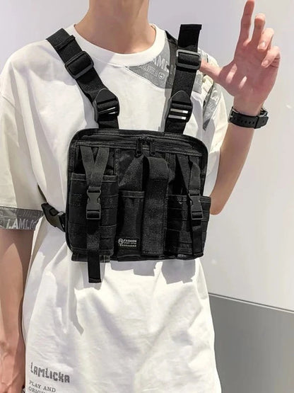 2025 Hip - Hop Streetwear Chest Bag – Unisex Tactical Vest Backpack with Multi - Function Pockets for Sport &amp; Travel - FastZen