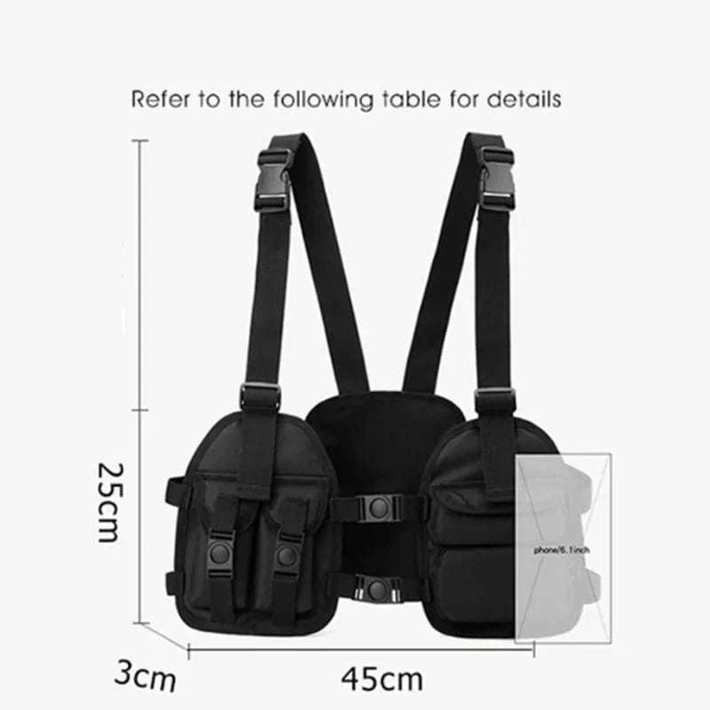 2025 Hip - Hop Streetwear Chest Bag – Unisex Tactical Vest Backpack with Multi - Function Pockets for Sport &amp; Travel - FastZen