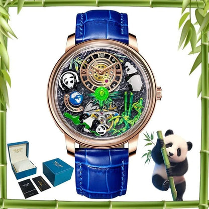 2025 New Panda Series Men’s Mechanical Watch – National Treasure Symbol, Rotating Crystal Ball, 45.5MM Luxury Wristwatch - FastZen
