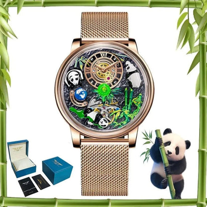 2025 New Panda Series Men’s Mechanical Watch – National Treasure Symbol, Rotating Crystal Ball, 45.5MM Luxury Wristwatch - FastZen