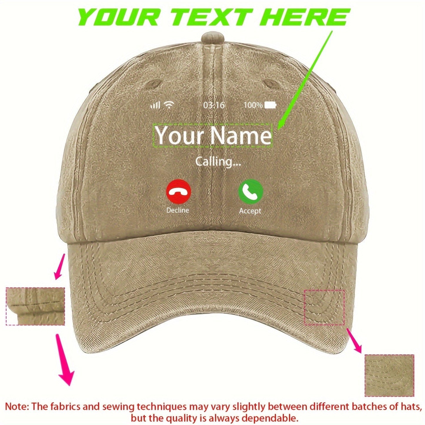 A Fun And Humorous Baseball Cap with Caller ID, Suitable for Both Men And Women.
