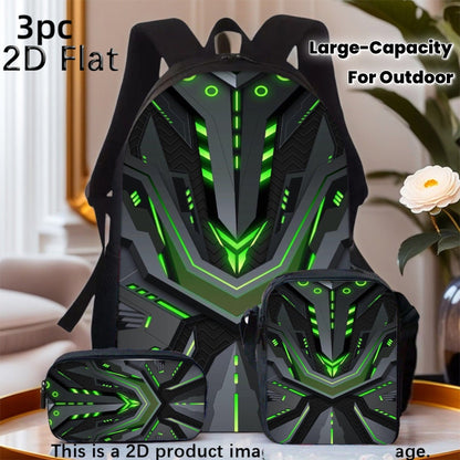 3PCS Steel Style Double Shoulder Backpack Set – Lightweight, Multi - Pocket & Large Capacity Travel Bags - FastZen