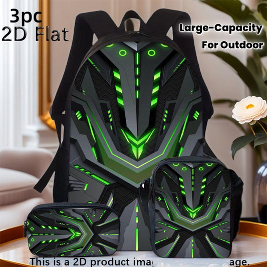 3PCS Steel Style Double Shoulder Backpack Set – Lightweight, Multi - Pocket & Large Capacity Travel Bags - FastZen