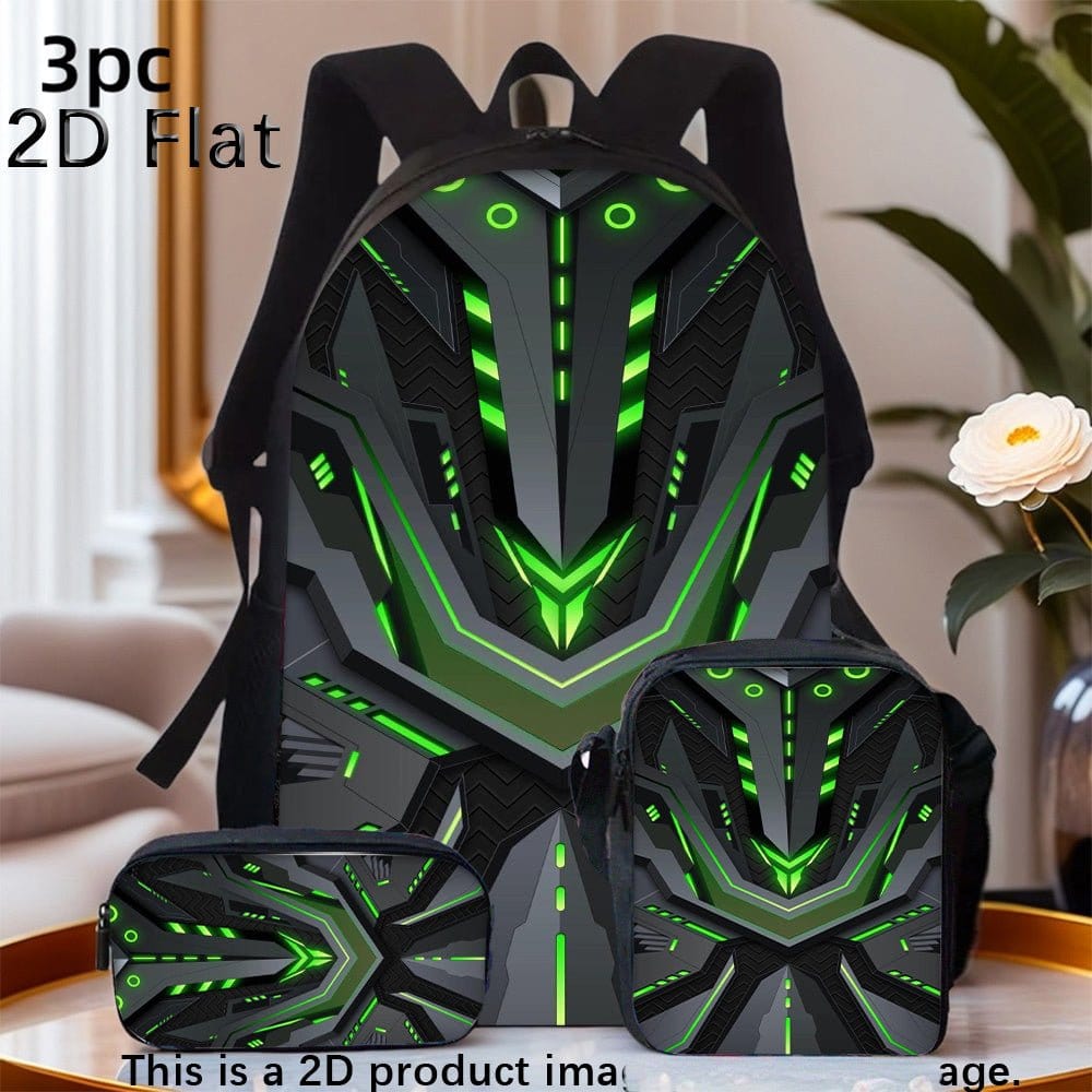 3PCS Steel Style Double Shoulder Backpack Set – Lightweight, Multi - Pocket & Large Capacity Travel Bags - FastZen