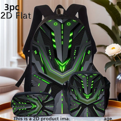3PCS Steel Style Double Shoulder Backpack Set – Lightweight, Multi - Pocket & Large Capacity Travel Bags - FastZen