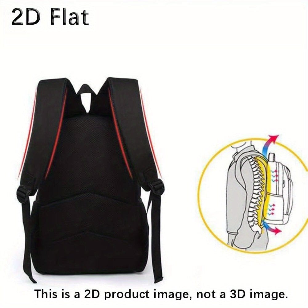 3pcs Steel Style Game Backpack Set Includes a Large Capacity Backpack, a Pencil Case And a Zippered Lunch Bag with Adjustable Shoulder Straps, Making It a Great Travel And Commuting Gift. - FastZen