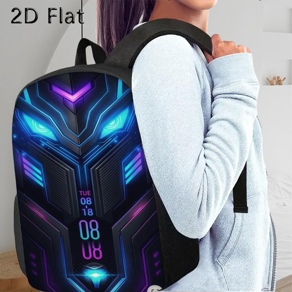3pcs Steel Style Game Backpack Set Includes a Large Capacity Backpack, a Pencil Case And a Zippered Lunch Bag with Adjustable Shoulder Straps, Making It a Great Travel And Commuting Gift. - FastZen