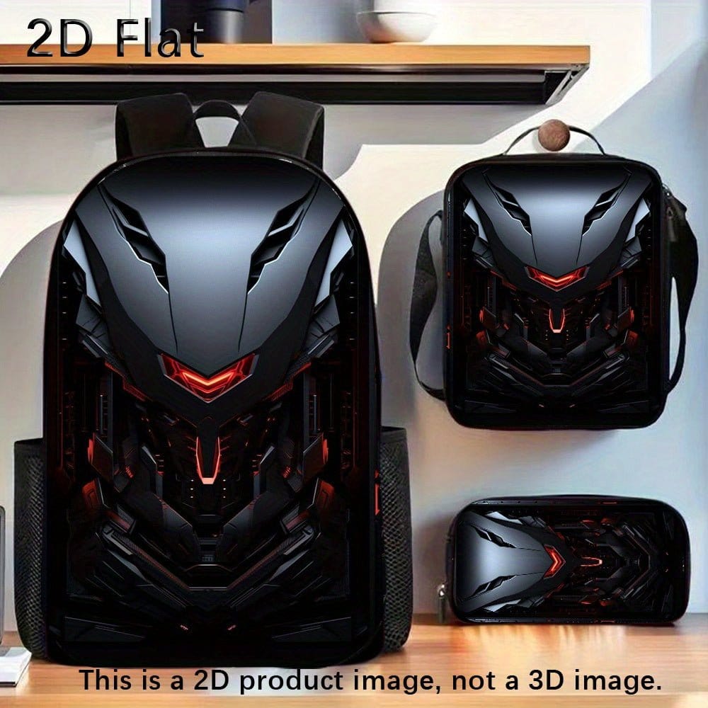 3pcs Technology Double Shoulder Backpack Set, Lightweight Large Capacity Multi - Pocket Suitable for Outdoor Travel Bags, Durable High - Quality - FastZen