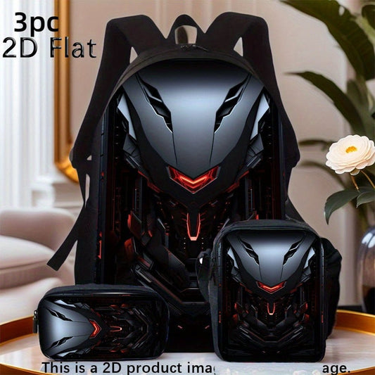 3pcs Technology Double Shoulder Backpack Set, Lightweight Large Capacity Multi - Pocket Suitable for Outdoor Travel Bags, Durable High - Quality - FastZen