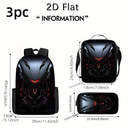 3pcs Technology Double Shoulder Backpack Set, Lightweight Large Capacity Multi - Pocket Suitable for Outdoor Travel Bags, Durable High - Quality - FastZen