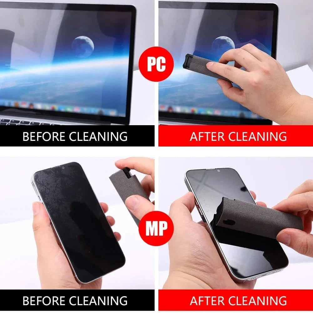 4 - in - 1 Microfiber Screen Cleaner Spray Bottle – For Phone, iPad, Laptop & Glasses - FastZen