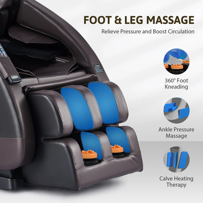 Massage Chair with SL Track 22 Nodes Foot Rollers and Heating Pads, Recliner Chair with Bluetooth Speakers, Neck Shoulder Back a