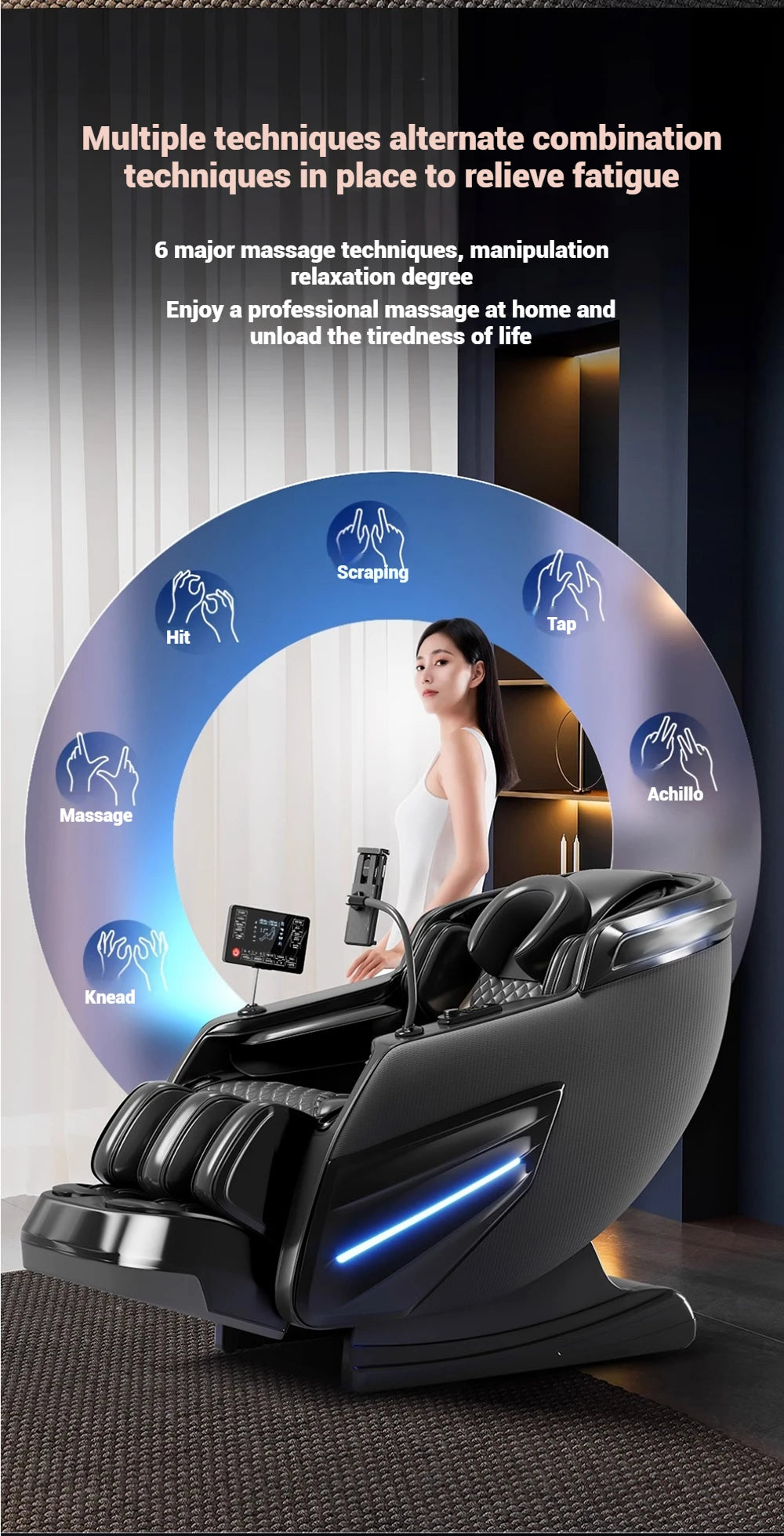 Massage Chair 4D with Zero Gravity Full Body with Voice Control,Back Heating,Bluetooth Speaker,Airbags Massage Chair