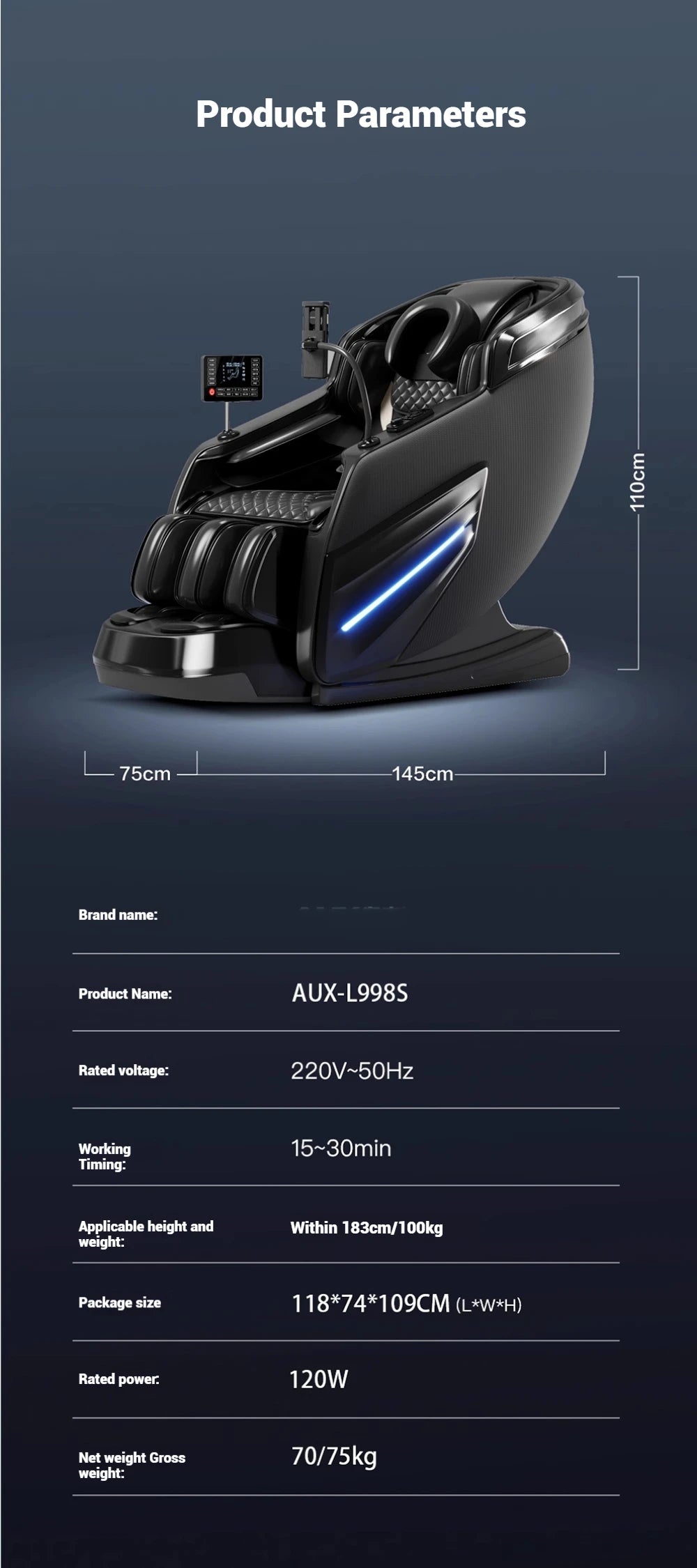 Massage Chair 4D with Zero Gravity Full Body with Voice Control,Back Heating,Bluetooth Speaker,Airbags Massage Chair