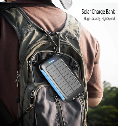 38800 mAh Solar Power Bank with Dual USB – Waterproof Portable Charger with LED Light for Camping Phones & Tablets