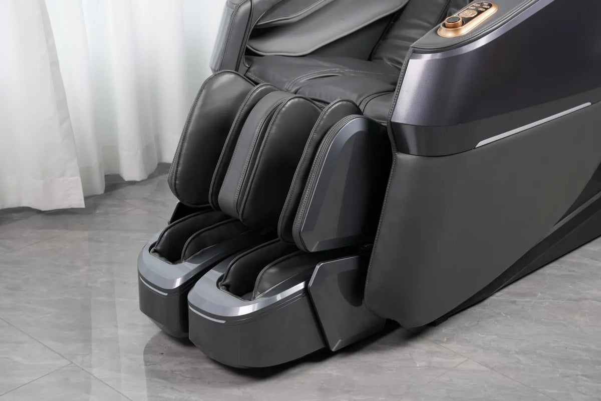 Massagesessel 4D mit Schwerelosigkeit Ganzkörper mit Sprachsteuerung, Rückenheizung, Bluetooth-Lautsprecher, Fuß-4D-Massagesessel