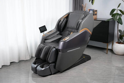 Massagesessel 4D mit Schwerelosigkeit Ganzkörper mit Sprachsteuerung, Rückenheizung, Bluetooth-Lautsprecher, Fuß-4D-Massagesessel