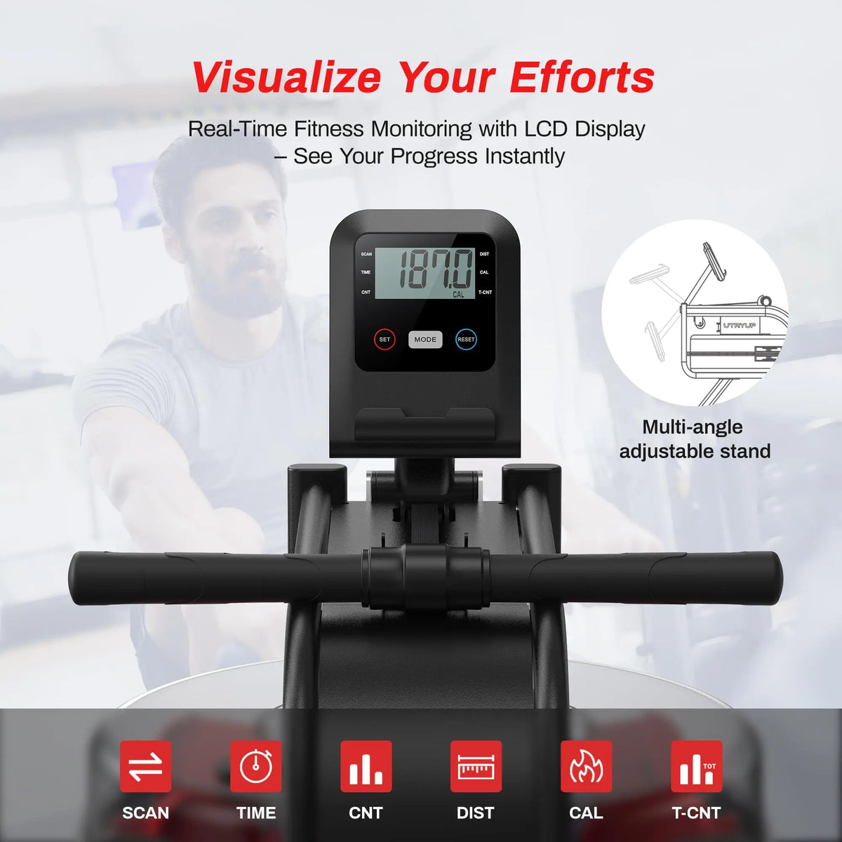 UTRYUP Magnetisches Rudergerät R05 Wasserrudergerät R10 16 Stufen Leiser Widerstand Faltbares Kompaktes Rudergerät Heim-Fitnessstudio
