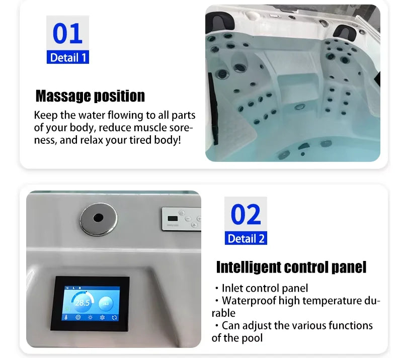 Großer freistehender Holzrahmen außen mit Massage-Whirlpools großem Schwimmbecken Whirlpool Außenbadewanne