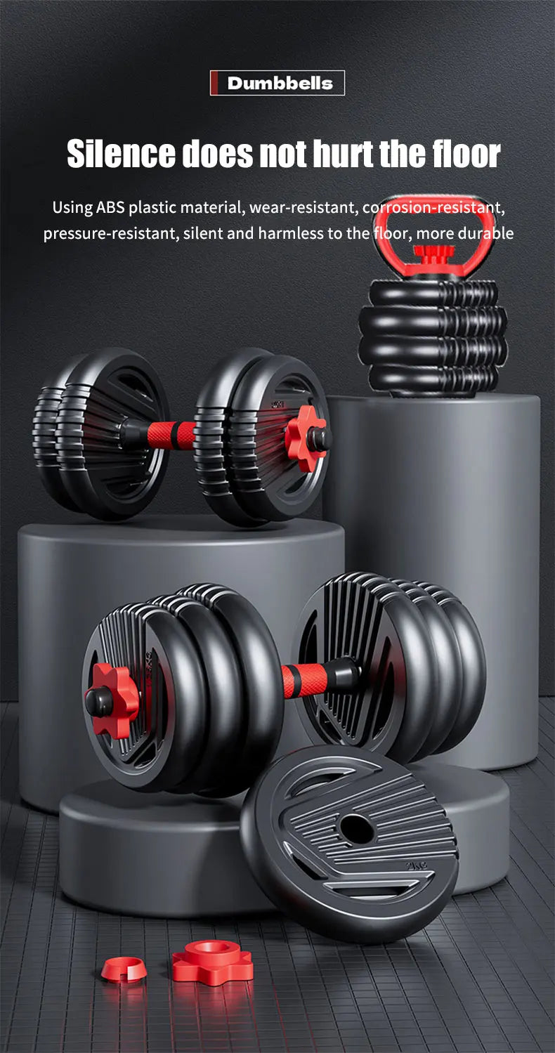 4-in-1 Adjustable Weight Dumbbell Set 22lb– Multi-Function Home Gym Equipment for Men & Women – Convertible Dumbbell, Kettlebell
