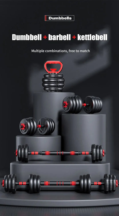 4-in-1 Adjustable Weight Dumbbell Set 22lb– Multi-Function Home Gym Equipment for Men & Women – Convertible Dumbbell, Kettlebell