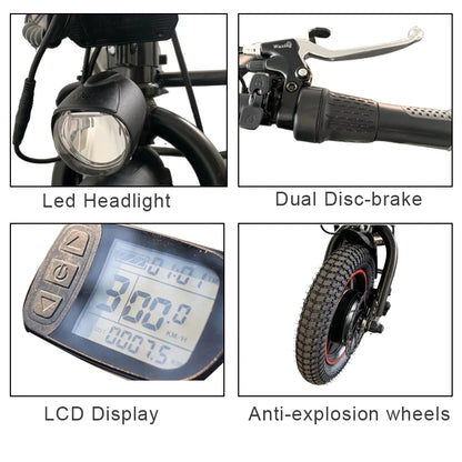 Elesmart Kit de conversion de tracteur de moto électrique 12 pouces 36V 250/350/500W fixation de fauteuil roulant pour aide aux personnes handicapées