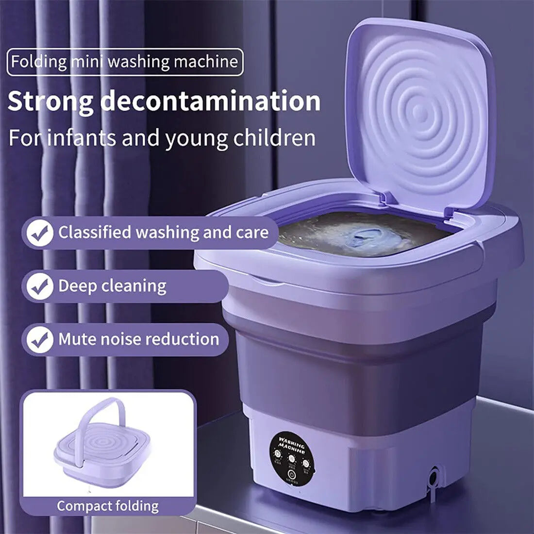 8L Portable Washing Machine Mini Washer Foldable Washer and Spin Dryer Travel