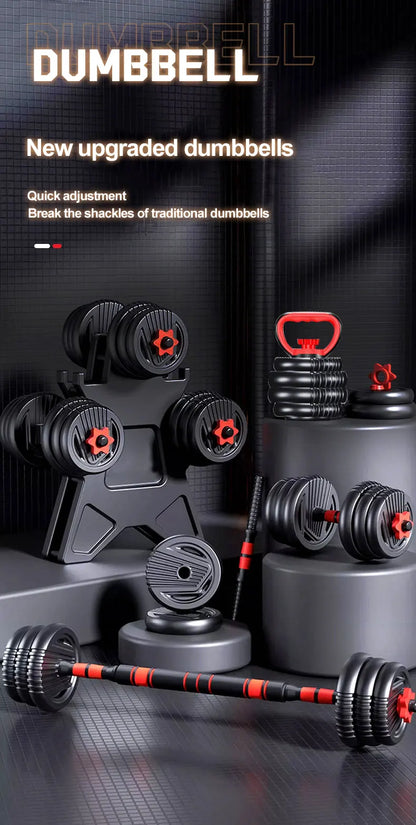 4-in-1 Adjustable Weight Dumbbell Set 22lb– Multi-Function Home Gym Equipment for Men & Women – Convertible Dumbbell, Kettlebell