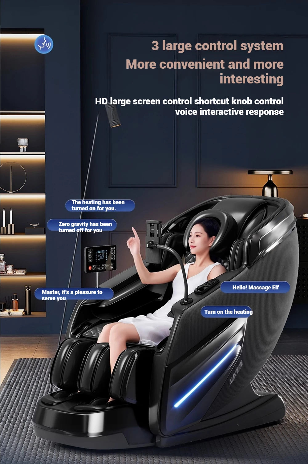 Massage Chair 4D with Zero Gravity Full Body with Voice Control,Back Heating,Bluetooth Speaker,Airbags Massage Chair