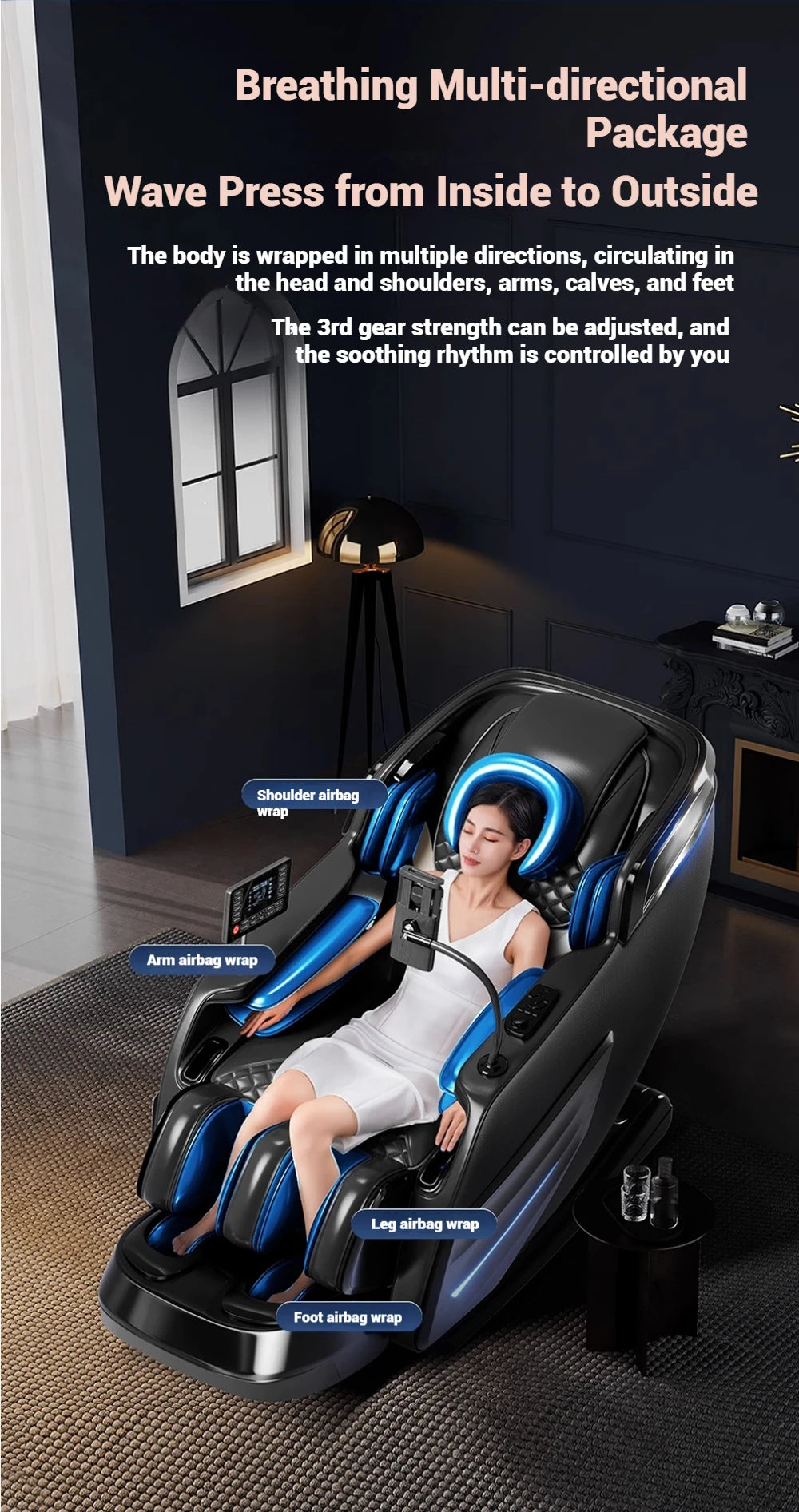Massage Chair 4D with Zero Gravity Full Body with Voice Control,Back Heating,Bluetooth Speaker,Airbags Massage Chair