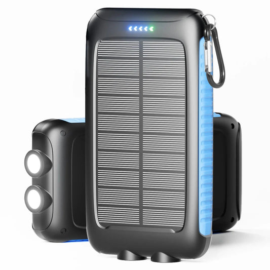 38800 mAh Solar Power Bank with Dual USB – Waterproof Portable Charger with LED Light for Camping Phones & Tablets