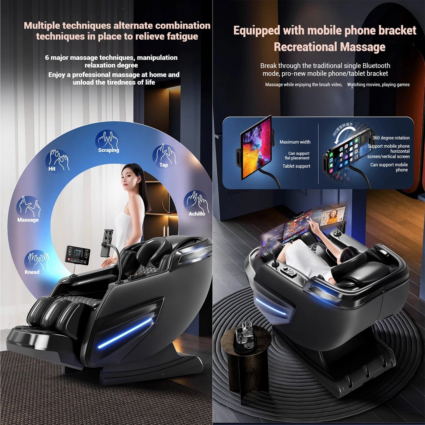 Massage Chair 4D with Zero Gravity Full Body with Voice Control,Back Heating,Bluetooth Speaker,Airbags Massage Chair