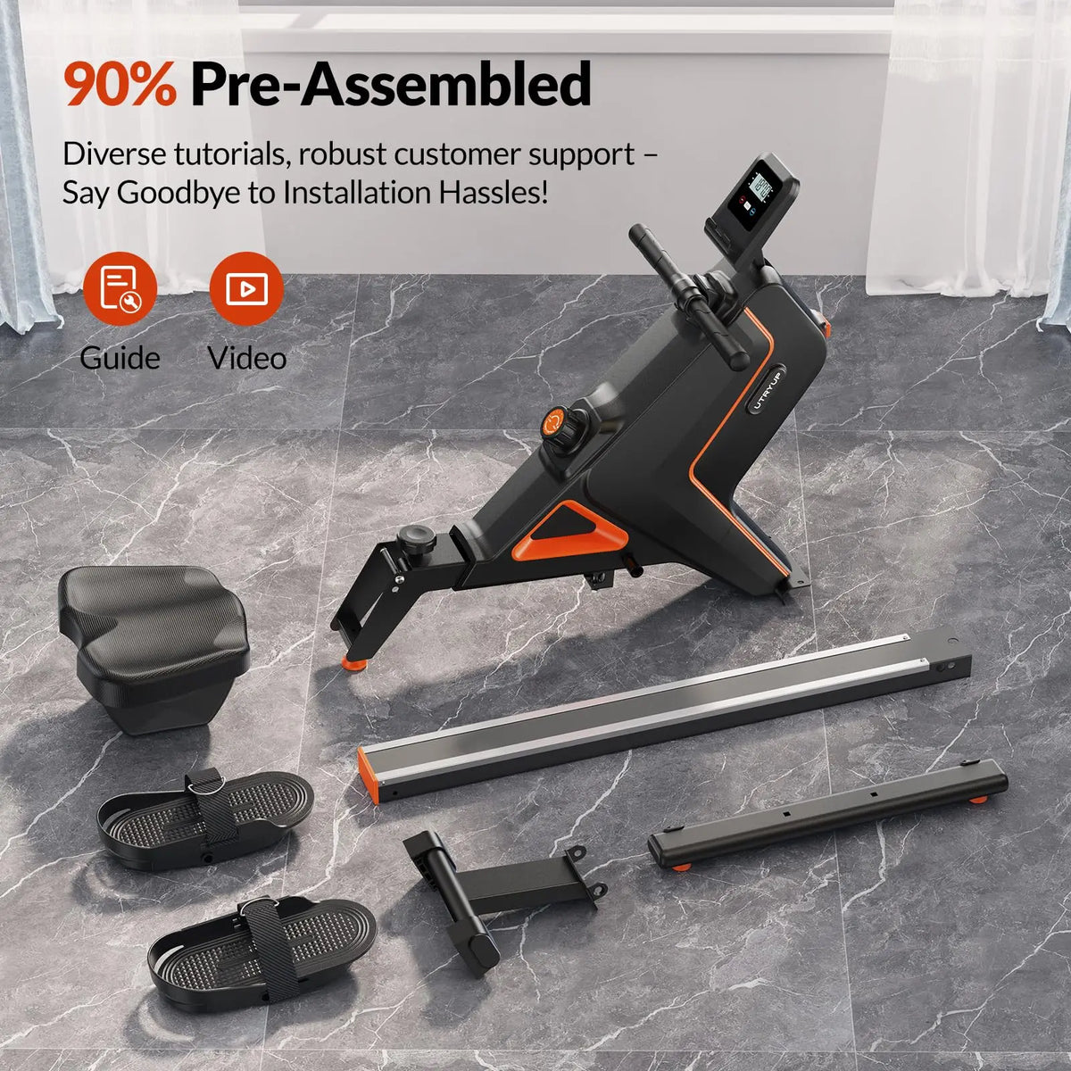 UTRYUP Magnetisches Rudergerät R05 Wasserrudergerät R10 16 Stufen Leiser Widerstand Faltbares Kompaktes Rudergerät Heim-Fitnessstudio