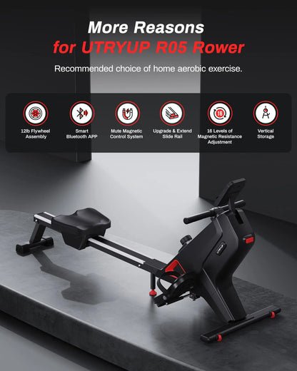 UTRYUP Magnetisches Rudergerät R05 Wasserrudergerät R10 16 Stufen Leiser Widerstand Faltbares Kompaktes Rudergerät Heim-Fitnessstudio