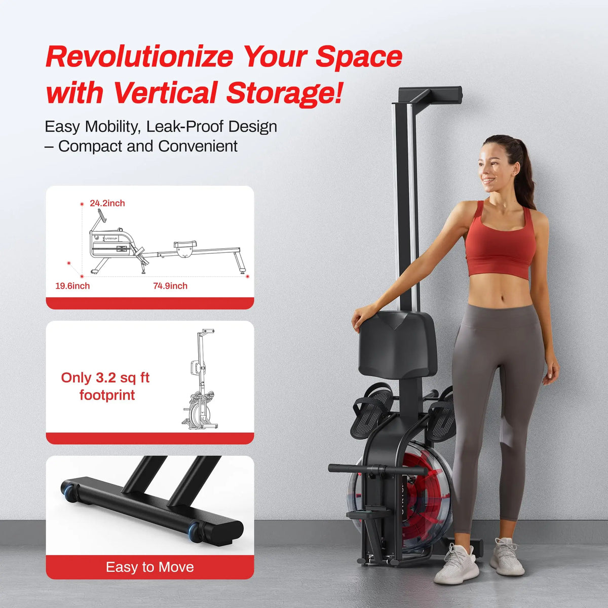 UTRYUP Magnetisches Rudergerät R05 Wasserrudergerät R10 16 Stufen Leiser Widerstand Faltbares Kompaktes Rudergerät Heim-Fitnessstudio