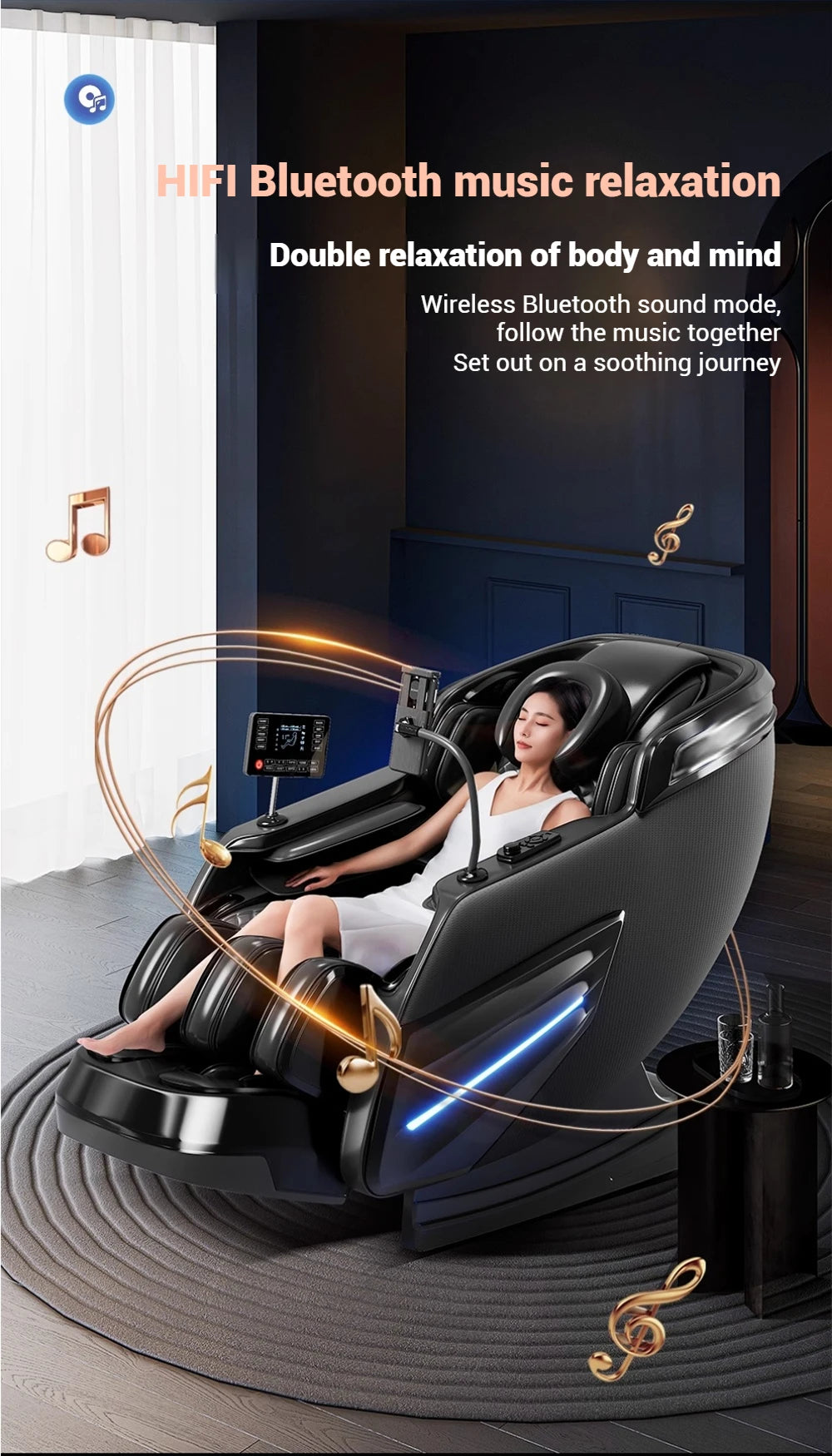 Massage Chair 4D with Zero Gravity Full Body with Voice Control,Back Heating,Bluetooth Speaker,Airbags Massage Chair