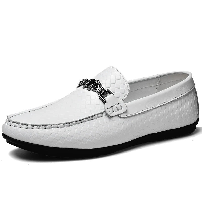 Herren Sommer Mokassins aus echtem Leder – Atmungsaktive Slip-On-Fahrschuhe