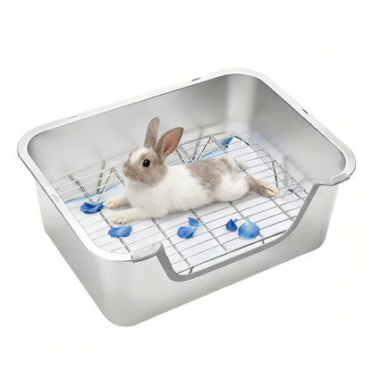 Custom Large Stainless Steel Bunny Litter Box Sifting Tray Steel Grids for Rabbit Ferrets Easy Clean Litter Box Pet Toilet
