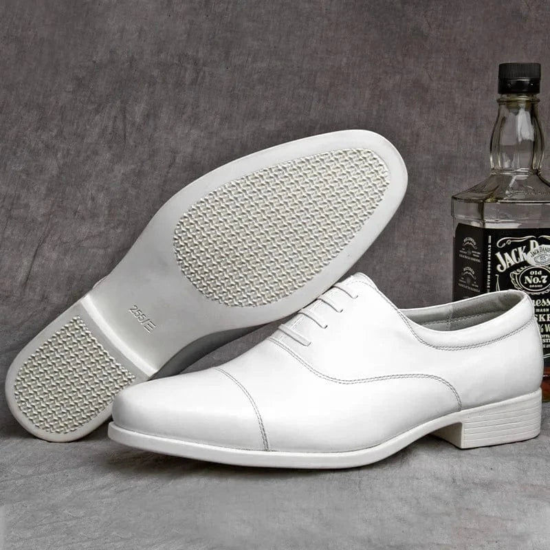 Herren Oxford Business Schuhe – Weiße Leder Schnürschuhe für Büro &amp; Hochzeiten