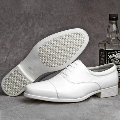 Herren Oxford Business Schuhe – Weiße Leder Schnürschuhe für Büro &amp; Hochzeiten