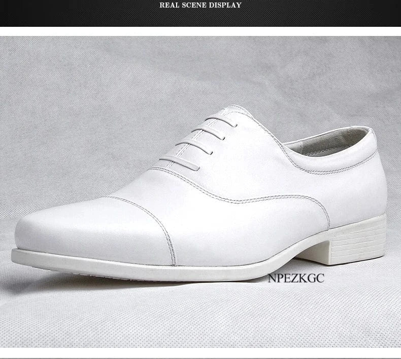 Herren Oxford Business Schuhe – Weiße Leder Schnürschuhe für Büro &amp; Hochzeiten