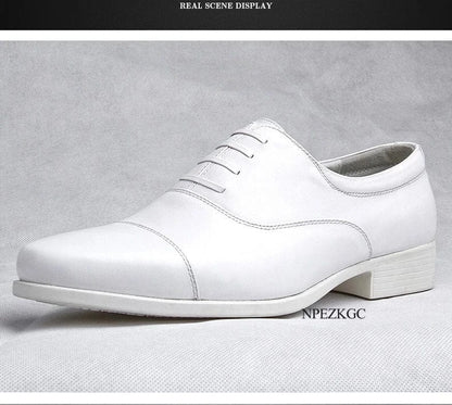 Herren Oxford Business Schuhe – Weiße Leder Schnürschuhe für Büro &amp; Hochzeiten