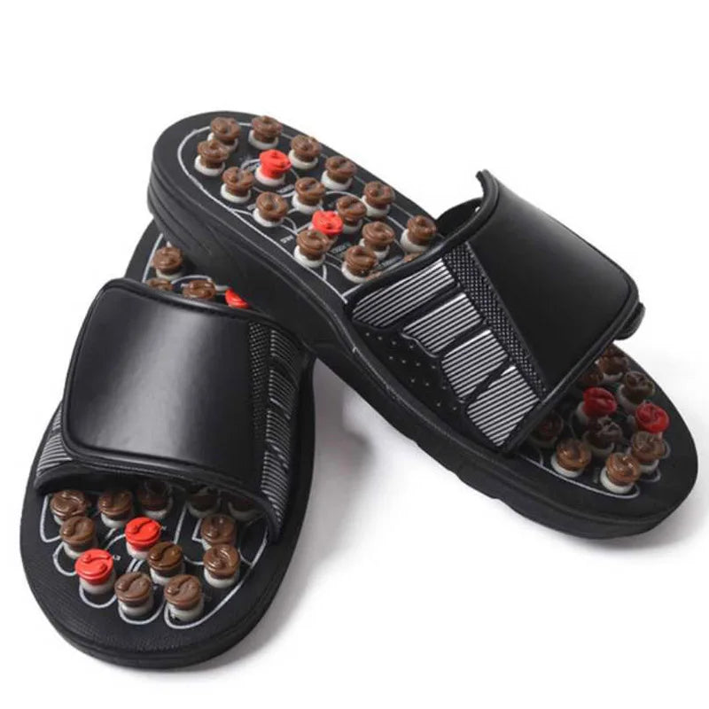 Home Damen Herren Fuß-Akupressur-Fußmassage-Hausschuhe Shiatsu-Sandalen Fuß-Akupressur-Therapie rotierende Fußmassage-Schuhe