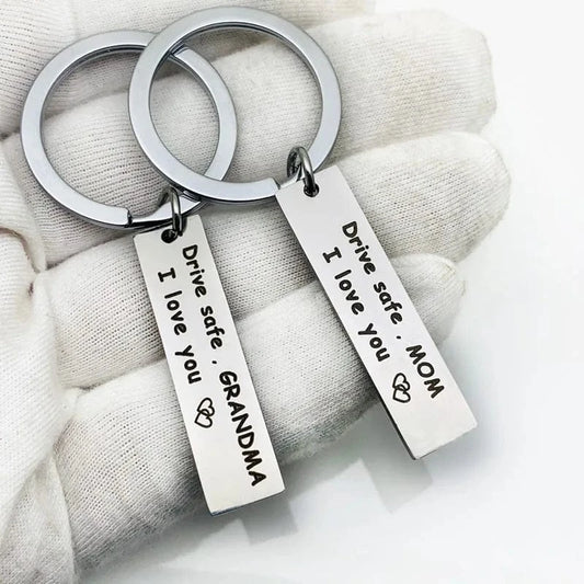 "Drive Safe" Stainless Steel Keychain – Meaningful Gift for Dad, Mom, Brother, Sister