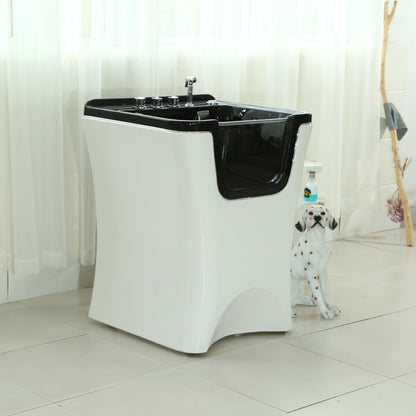 Modern 1.5m White Acrylic Clawfoot Bathtub with Multi-Function Faucet All Seasons Use for Cats & Dogs Indoor Bathroom