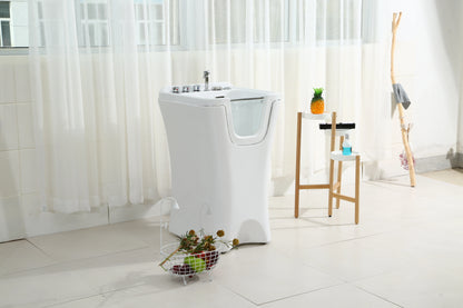 Modern 1.5m White Acrylic Clawfoot Bathtub with Multi-Function Faucet All Seasons Use for Cats & Dogs Indoor Bathroom