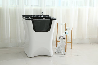 Modern 1.5m White Acrylic Clawfoot Bathtub with Multi-Function Faucet All Seasons Use for Cats & Dogs Indoor Bathroom
