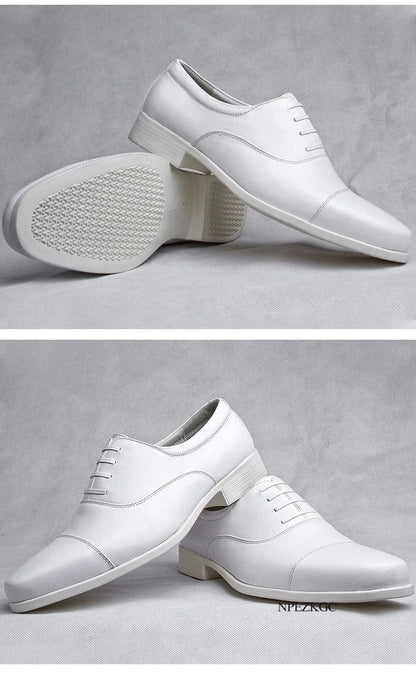 Herren Oxford Business Schuhe – Weiße Leder Schnürschuhe für Büro &amp; Hochzeiten