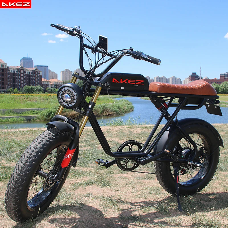 2026 New-designed AKEZ Electric Bike 48V 13Ah Fat Tire High Speed 7-Speed Disc Brake Hub Motor